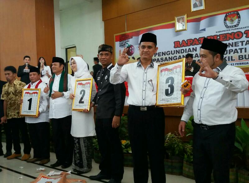 Tiga Paslon Cabup Cawabup Purwakarta Resmi Miliki Nomor Urut